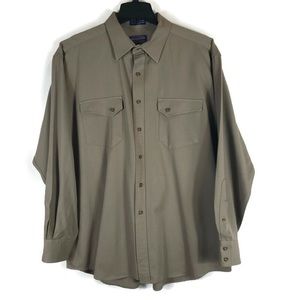 Pendleton Heritage Western Gambler Button down Shirt 100% Wool Men XL Khaki